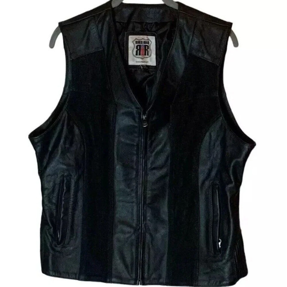 River Road Jackets & Blazers - RIVER ROAD Santa Rosa Leather Motorcycle Vest Women Size 3X Black Cowhide Fitted